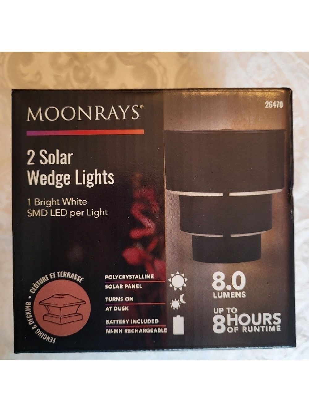 NIB Moonrays 2 Pack Solar Wedge Light 26470